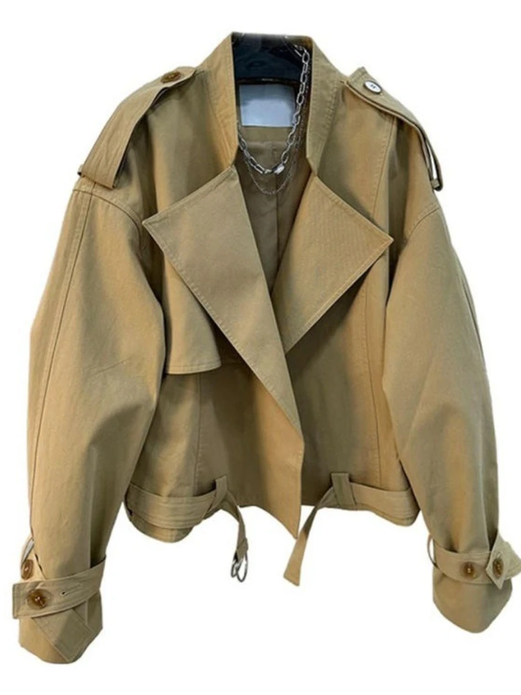 Popular Short British Trench Coat for Women in Autumn and Winter High-end and Casual Loose and Slimming Short Jacket