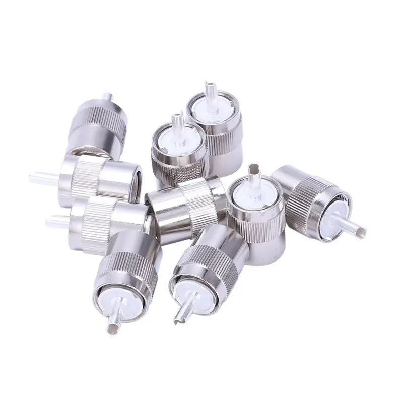 ABRI-100Pcs Connector UHF Male PL259 Plug Solder RG8 RG213 LMR400 7D-FB Cable Silver
