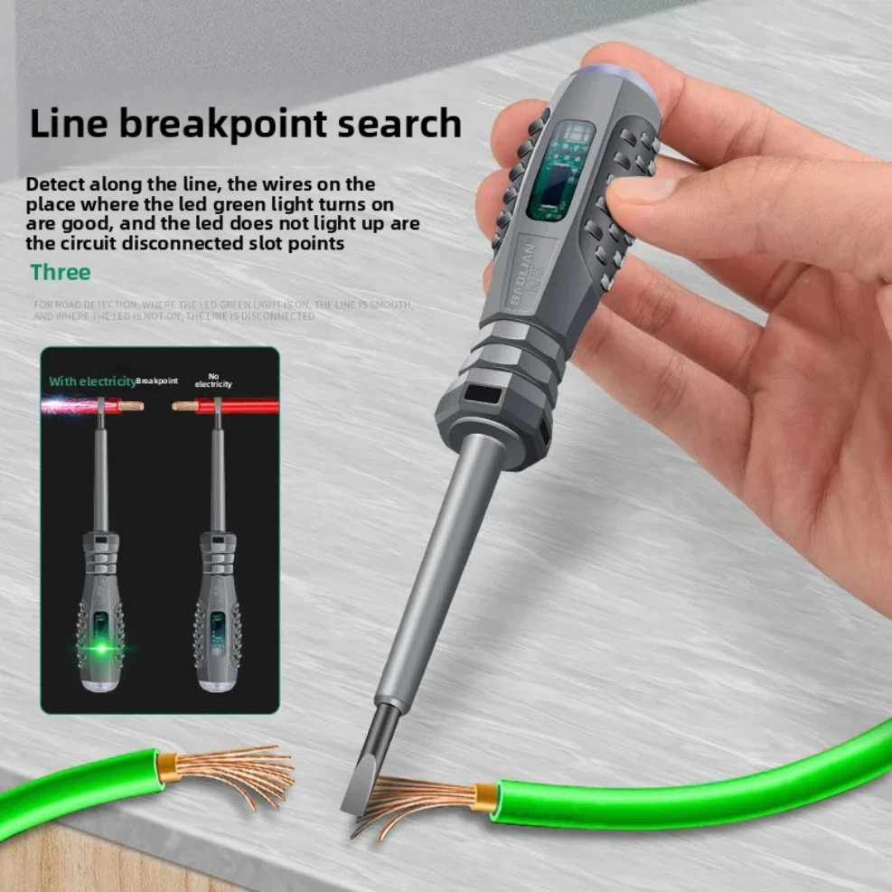 Electrician Test Word/cross Screwdrivers AC Non-contact Induction Test Pen Voltage Tester 12-250V Red Green Induction Lights