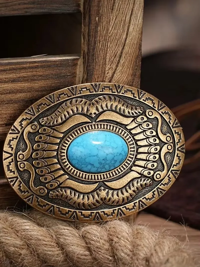 Mężczyźni i kobiety – Western – Kowboj – Paski ze skóry PU – Pasek w stylu vintage z grawerowaną kwiatową klamrą do dżinsów