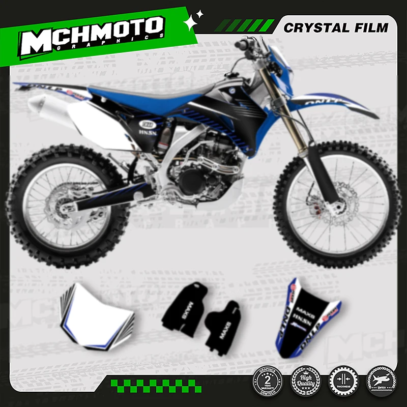 

MCHMFG Motorcycle Graphics Decal Stickers Kits For YAMAHA WRF450 2007-2011 WRF250 2007-2014 Number Name Background Custom