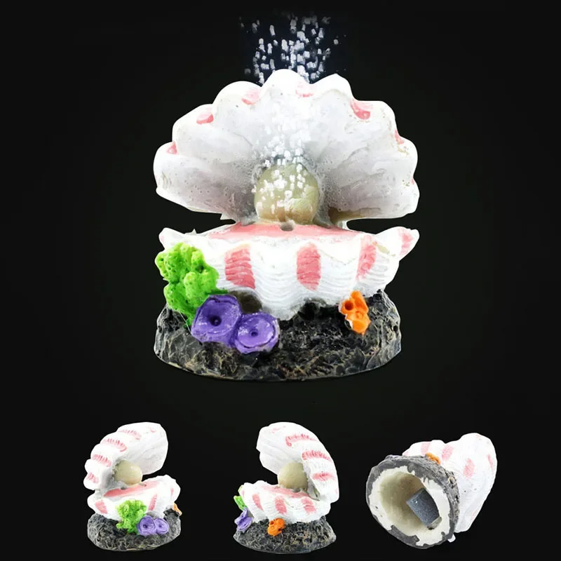 Fish Tank Decoration Aquarium Landscape Resin Pearl Shell Bubble Stone Can Be Installed Oxygen Pump Handicraft Decoration