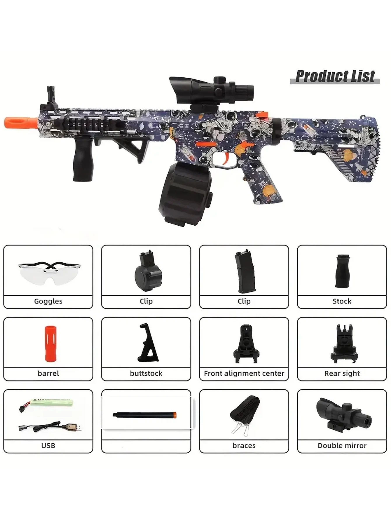 M416 toy gun gel ball blaster outdoor game suitable for Christmas and Halloween gifts does not contain bullets