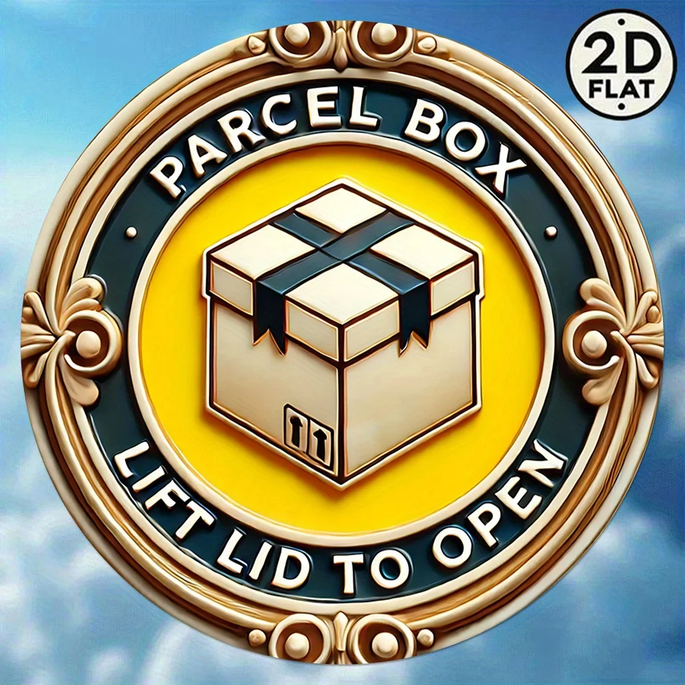 2D Flat - 1pc a 2D Flat Printed Metal Sign Measuring 7.87X7.87 inch, Featuring a Vintage Round Design for a Parcel Box. This Ret
