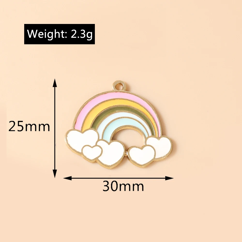 Leslie 10 Stück Mix Niedliche Emaille-Stern-Wolken-Regenbogen-Anhänger für DIY Armband Halskette Ohrringe Schmuckherstellung Handgemachtes Kunsthandwerk – Detail 31