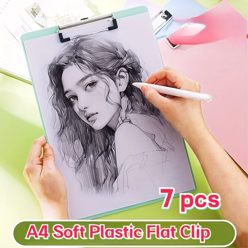 

7 PCS A4 Soft Plastic Flat Clip - Ideal for Organizing Papers and Documents