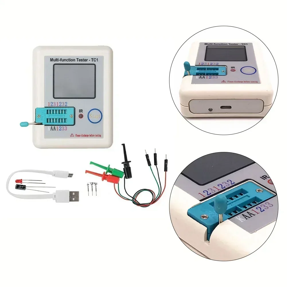 LCRTC1 1 8in TFT Backlight Transistor Tester  Multifunctional  Detect NPN And PNP Transistors  Resistors  Diodes  And More