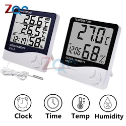 HTC-1 HTC-2 LCD Electronic Digital Temperature Humidity Meter Home Thermometer Hygrometer Indoor Outdoor Weather Station Clock