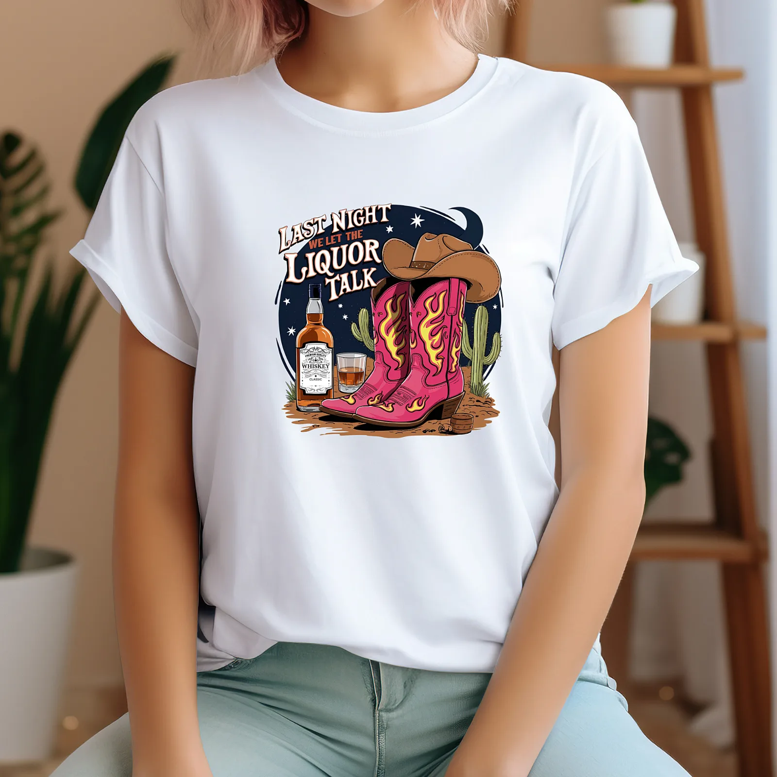 Last Night Liquor Talk Western Vibes Unisex Women Kid Cowgirl Inspired T Shirt