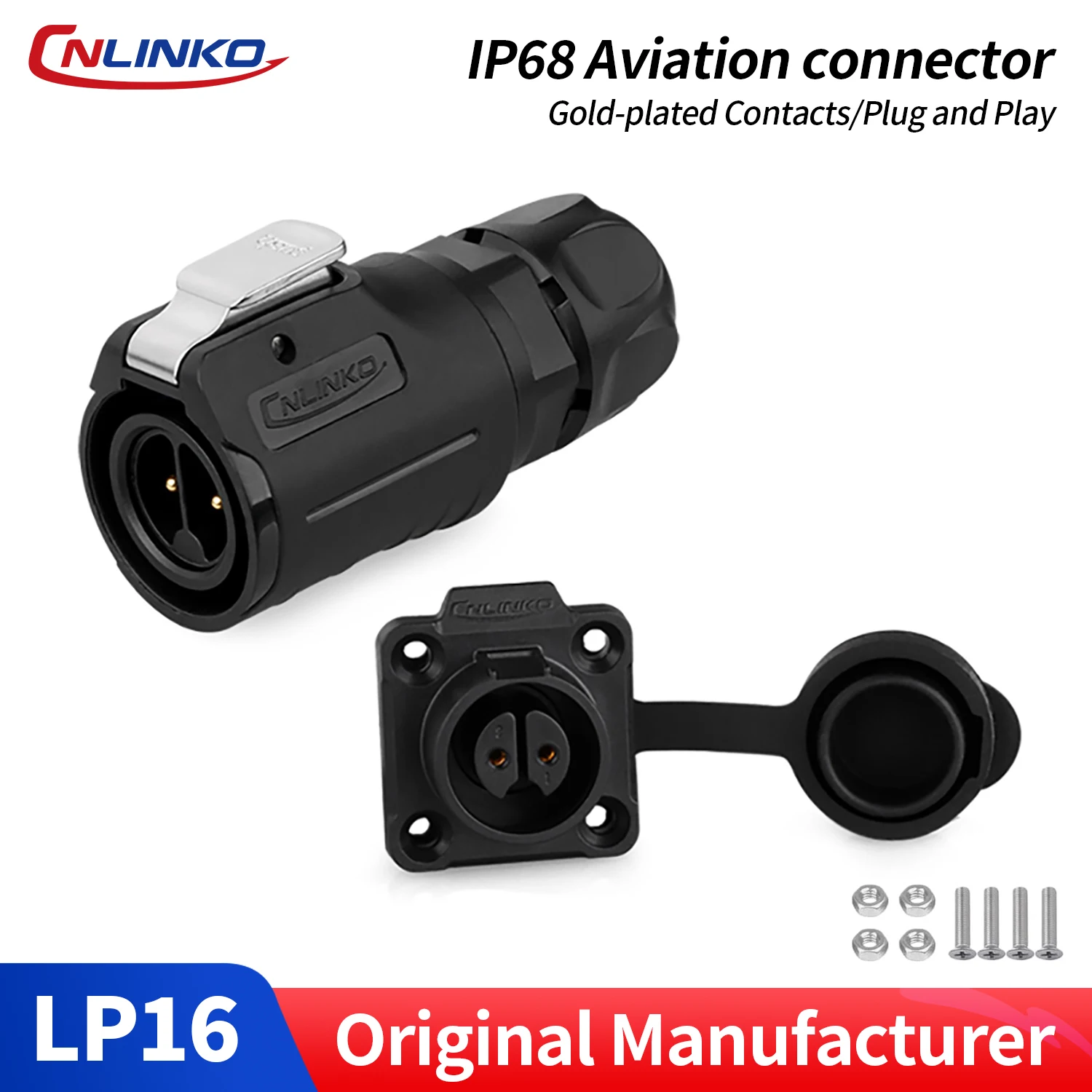 CNLINKO M16 Wasserdichter IP68 Stromanschluss 2-9-polig Stecker/Buchse Set zur Panelmontage für Outdoor-Solarmodule & Industriegeräte