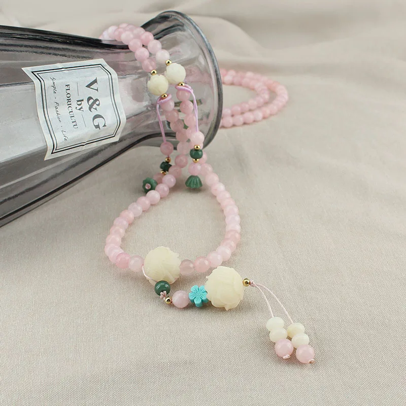 New Chinese Style Crossbody Chain Multi-Purpose Back Necklace Long Beaded Pendant National Style Cheongsam Hanfu High-End Orname