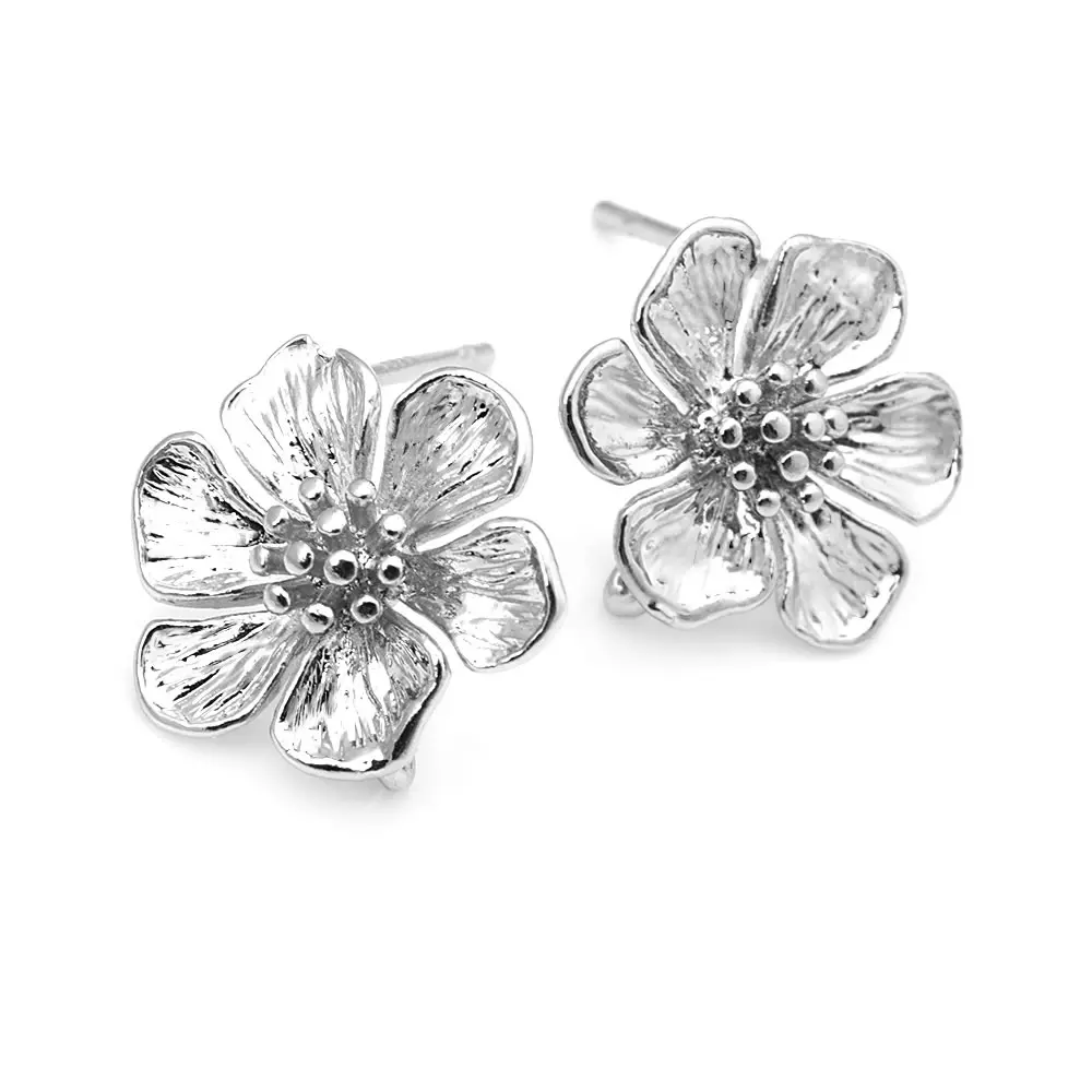 18K Gold Color Brass Flower Stud Earrings Pins Earrings High Quality Diy Jewelry Making Supplies Earrings Accessories for Women
