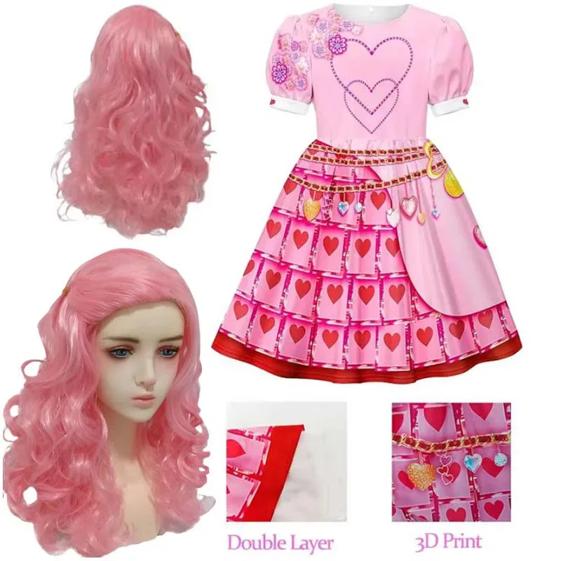 

The Rise of Red Cosplay Costume for Girls Halloween Pink Dresses Movie Descendants 4 Princess Carnival Party Fancy Clothes Wigs