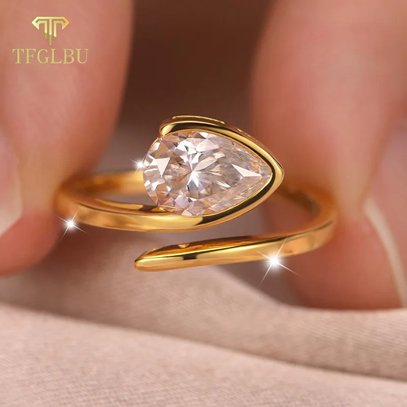 

TFGLBU Новое кольцо с муассанитом грушевидной огранки 1,5 карата для женщин, юбилейное свадебное лабораторное кольцо с бриллиантом для женщин, кольцо из стерлингового серебра 925 пробы, подарок