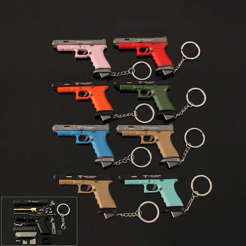 7cm 1:3 Detachable Gun Keychain Model Semi-alloy Nylon TtiG34 Glock Combat Master Keyrings Accessories Pendant Gifts Collectible