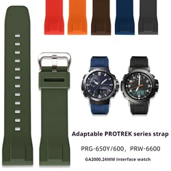 High Tensile Silicone Strap for Casio PROTREK Series PRG-650Y/600 PRW-6600 GA-2000 Men Sport Waterproof Watch Band Bracelet 24mm