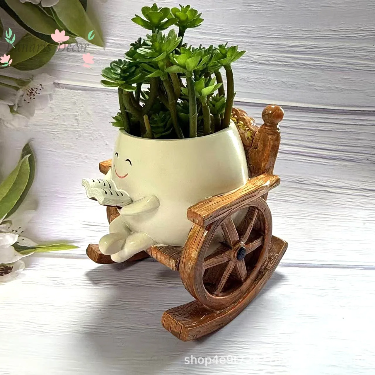 Rocking chair planter - decorative flower pot for garden, office, or study
