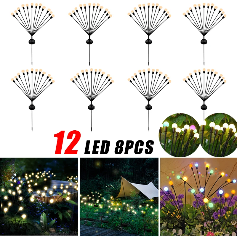 

12LED Solar Firefly Lamp Garden Decorative Lamp Courtyard/Terrace/Channel Lighting IP65 Outdoor Waterproof Lamp