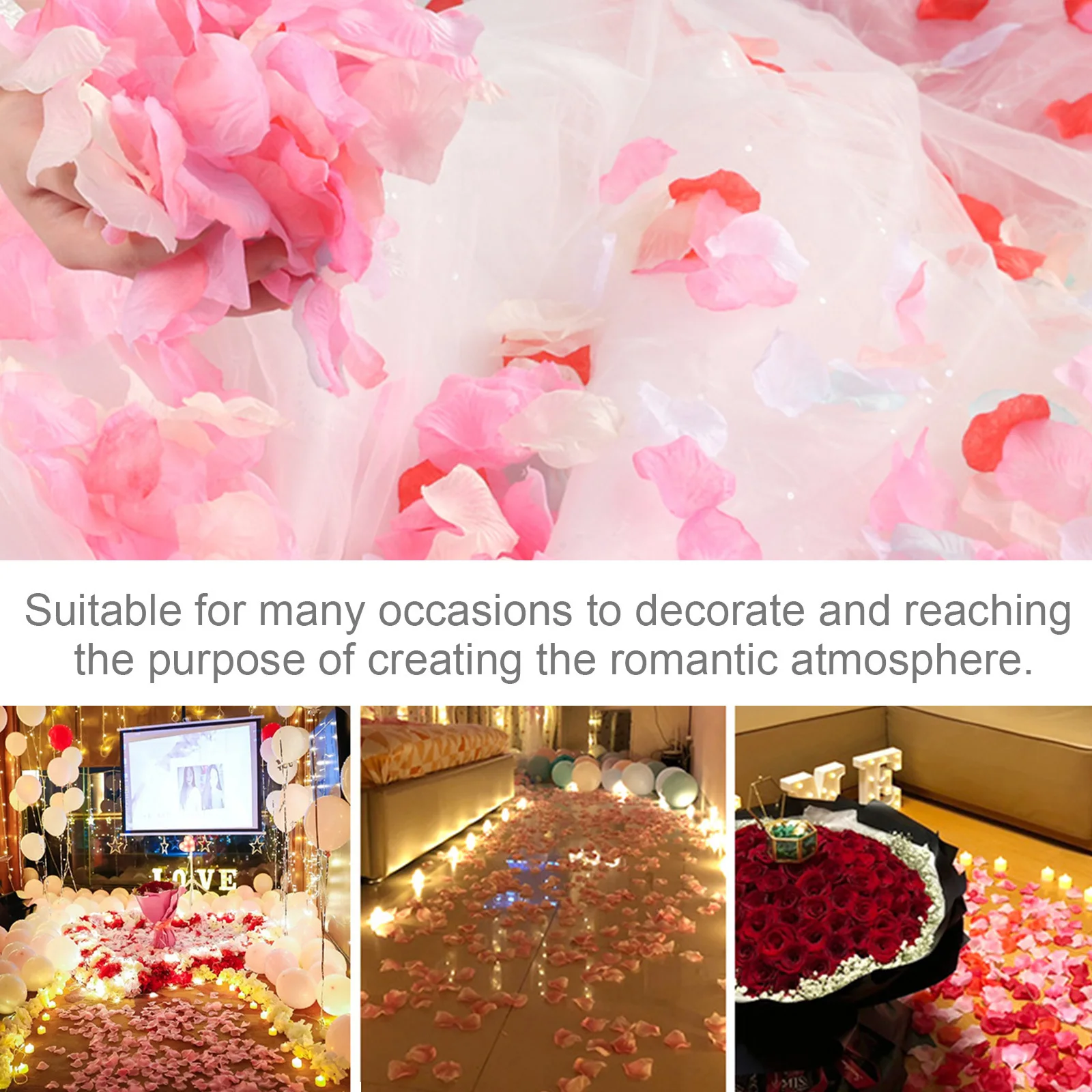 

12pcs 12 Bags Rose Artificial Flower For Wedding Party Decor Holiday Fake Flowers Petals Event Bulk Fake Rose Petals