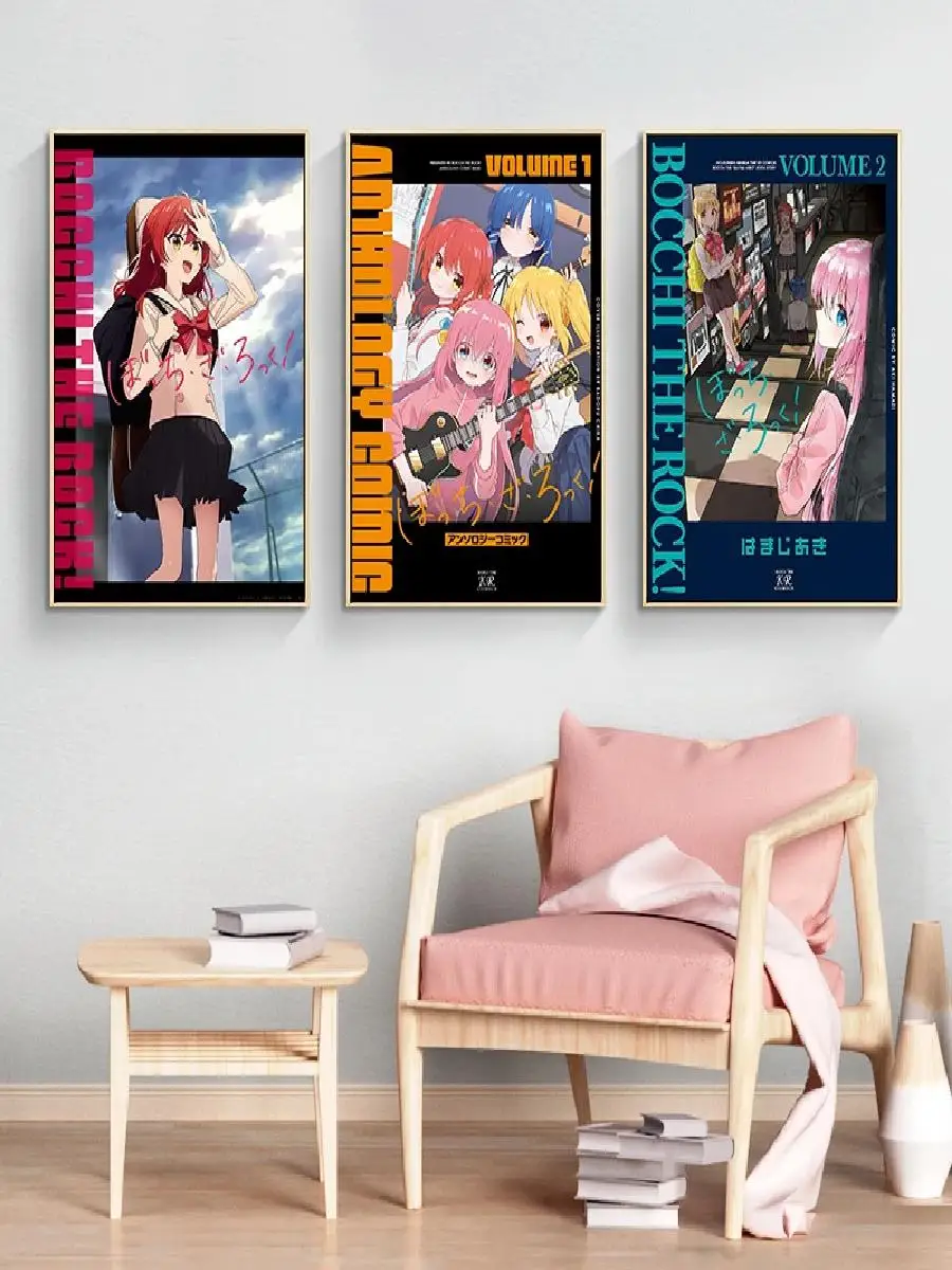 Mnaga Bocchi The Rock Poster  Aesthetic Music TV Anime Figure Canvas Print for Wall Art Kawaii Room Decor Home Decoration Perfec