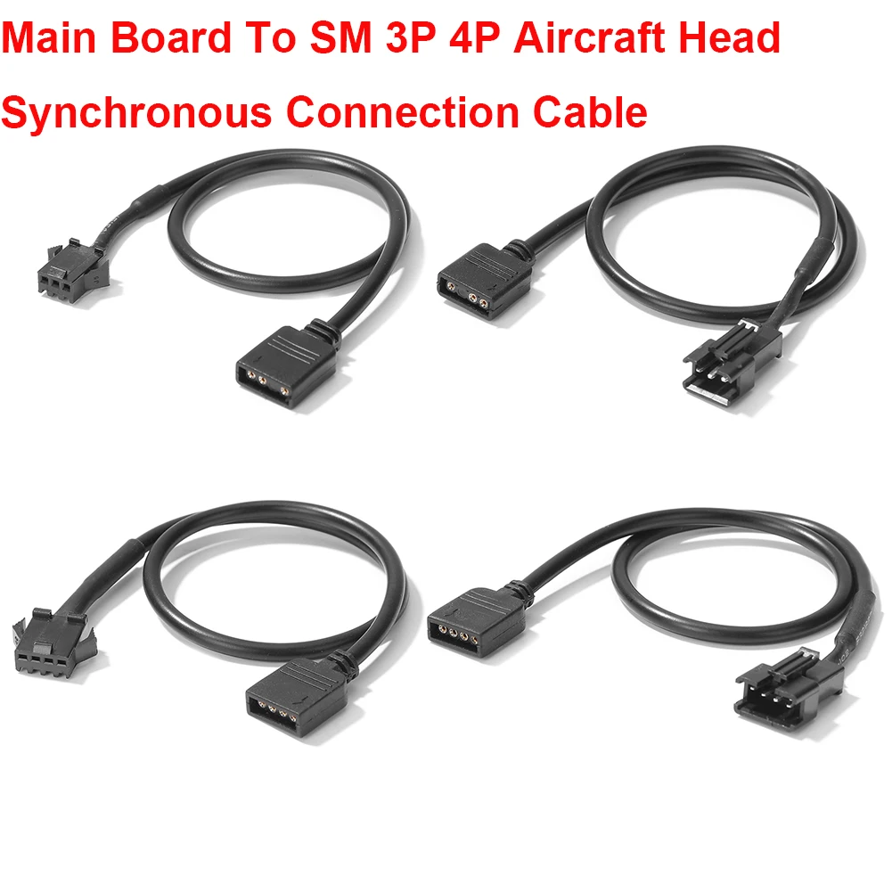 12V 4Pin/5V 3Pin PC Computer Motherboard RGB Light Strip Conversion Cable SM3P SM4P With Pin Adapter Cable 30CM