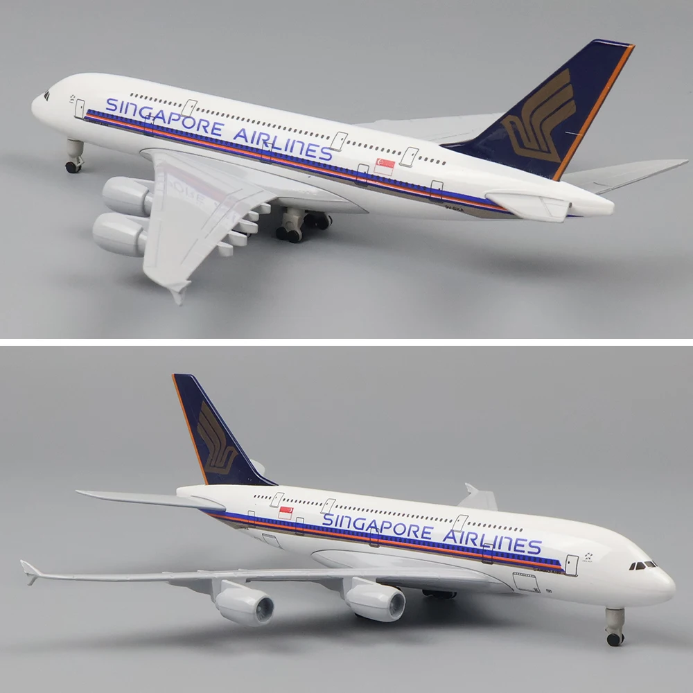 Aereo in metallo Airliner modello 20cm 1:400 Singapore Airlines A380 metallo Replica materiale in lega giocattoli di simulazione aeronautica regalo ragazzo