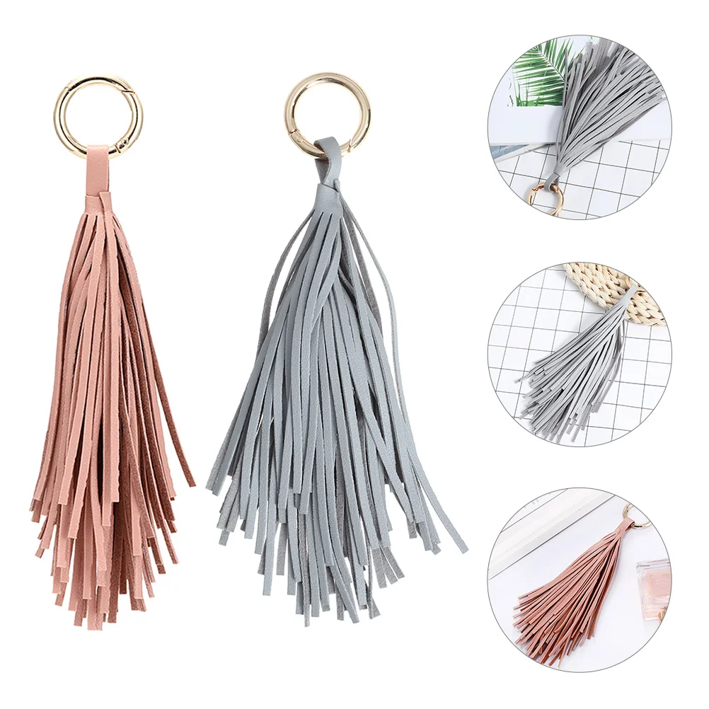 

2 Pcs Tassel Ring Purse Keychain Keychains Tote Bag Lanyard Miss Wallet