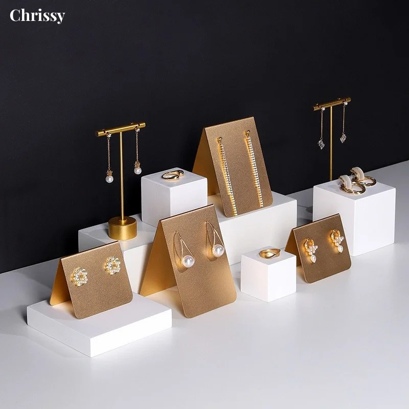 Golden Metal T-shaped Bracelet Ring Earring Organizer Jewelry Holder Stand Necklace Bracelet Display Rack