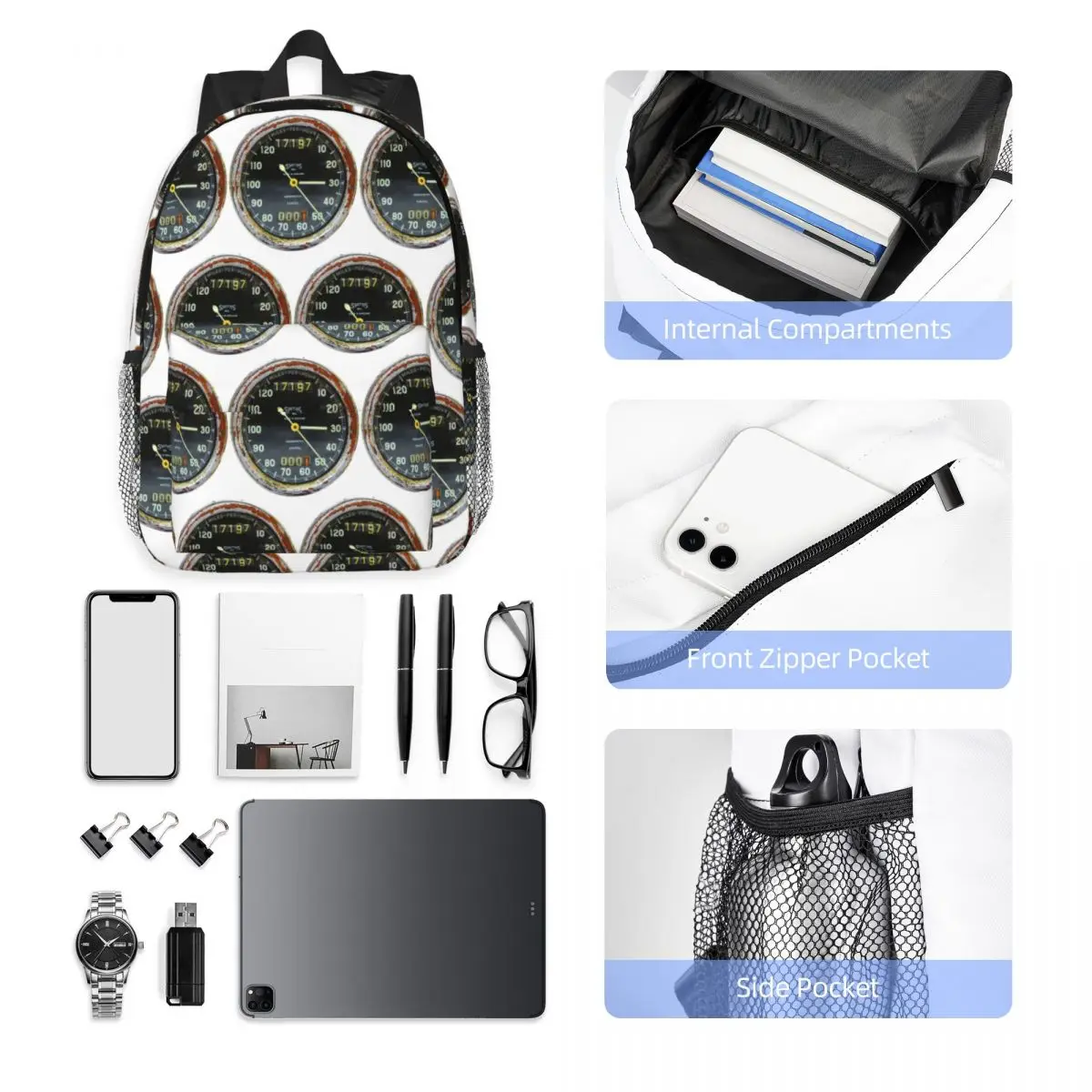 OLD SPEEDOMETER Backpack Student Boys Girls BookBag Men Women School Bag Computer Shoulder Bags