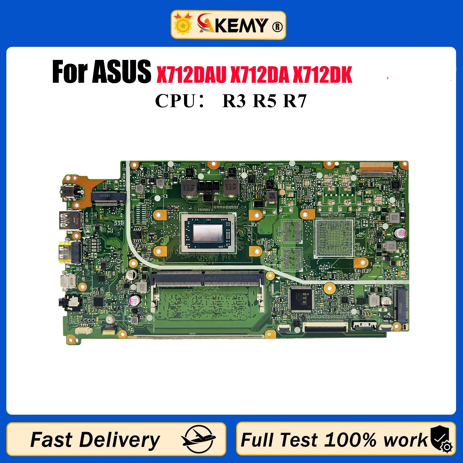 

X712DAU Материнская плата для ноутбука ASUS VivoBook X712D F712D M712D V5000d M5050D X712DA X712DK X712DAP Материнская плата с процессором R3 R5 R7