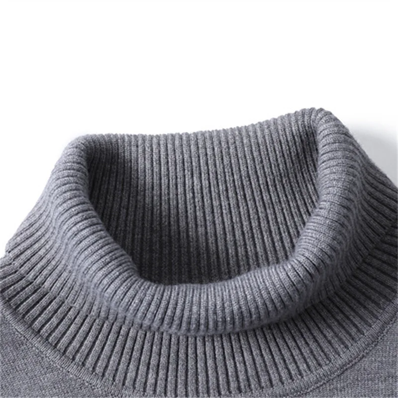 turtleneck Sweater Men's Pullover Winter Casual Turtle Neck Solid Color Quality Warm Slim Turtleneck Sweaters Pullover Men