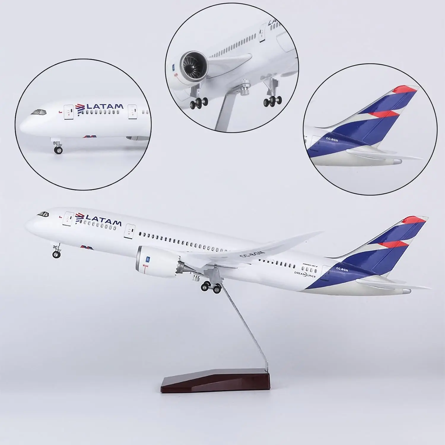 Diecast Airplanes Latam Airlines B787 Plane Models 1:130 Scale Large Model Airplane with LED Light for home decor Collection or
