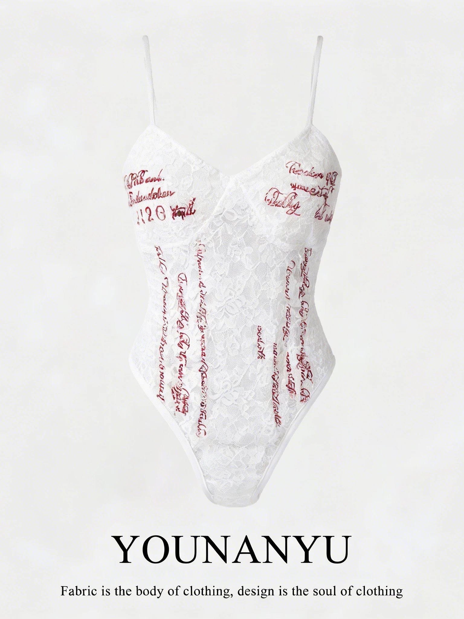 

Sexy Lace Letter Print Hollow out Slimming One-Piece Swimsuit for Women V-Ne Polyester Spandex Casual Wear Summer 205