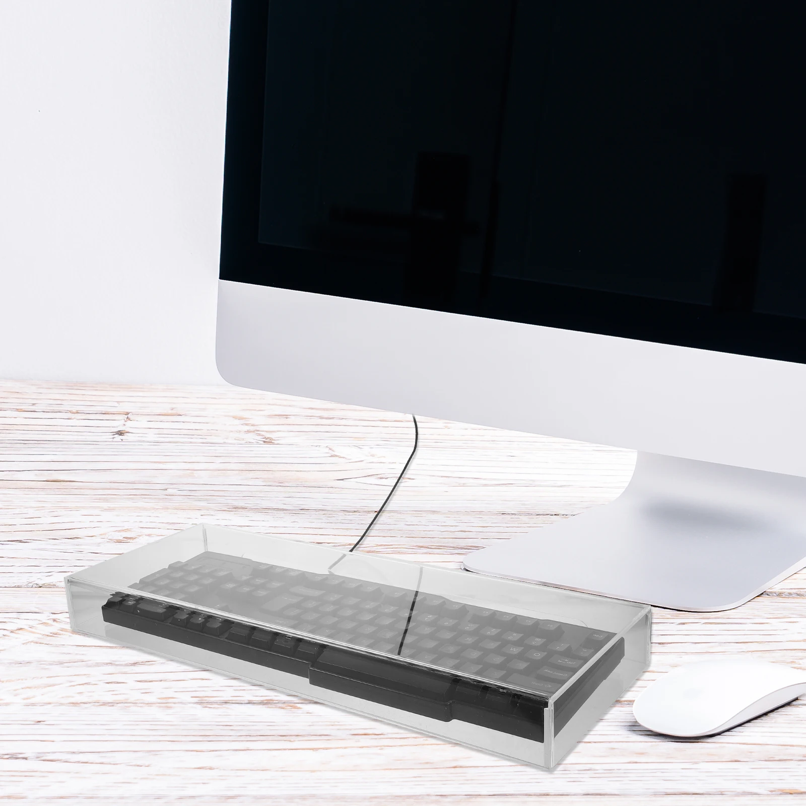

Acrylic Keyboard Dust Cover 475x175x48mm Transparent Protective Case for Desktop Computer Waterproof Anti Dust