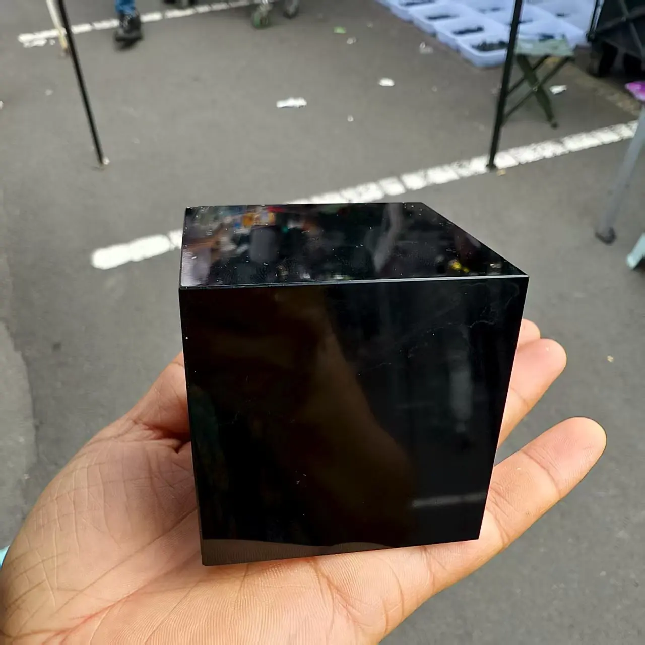 Natural Obsidian Square,Quartz Crystal Rough Polished Cube, Mineral Reiki Healing Stone, Degaussing Hexahedral Desk Decor
