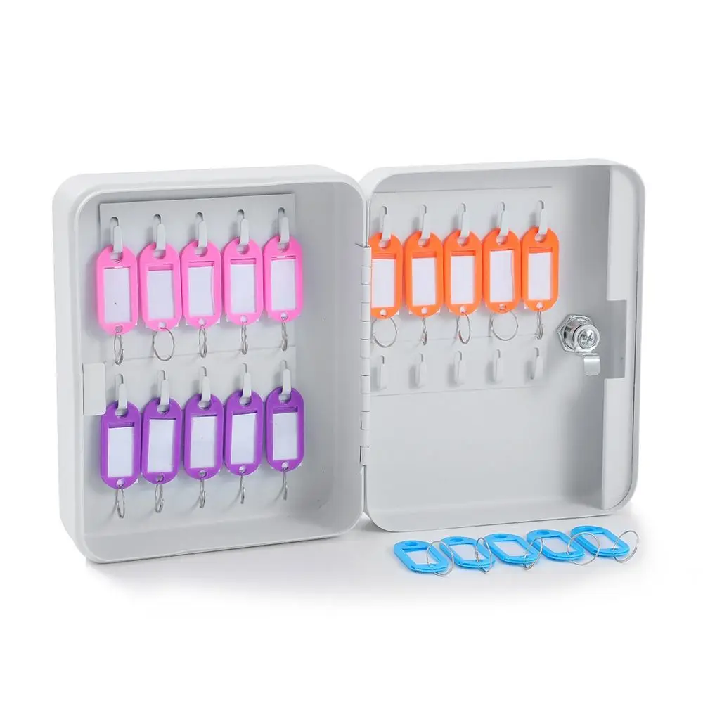

Metal Construction Key Box Security Lock Wall Mount Key Storage Box Holds 20 Keys Key Card Slot Key Cabinet Home Storage