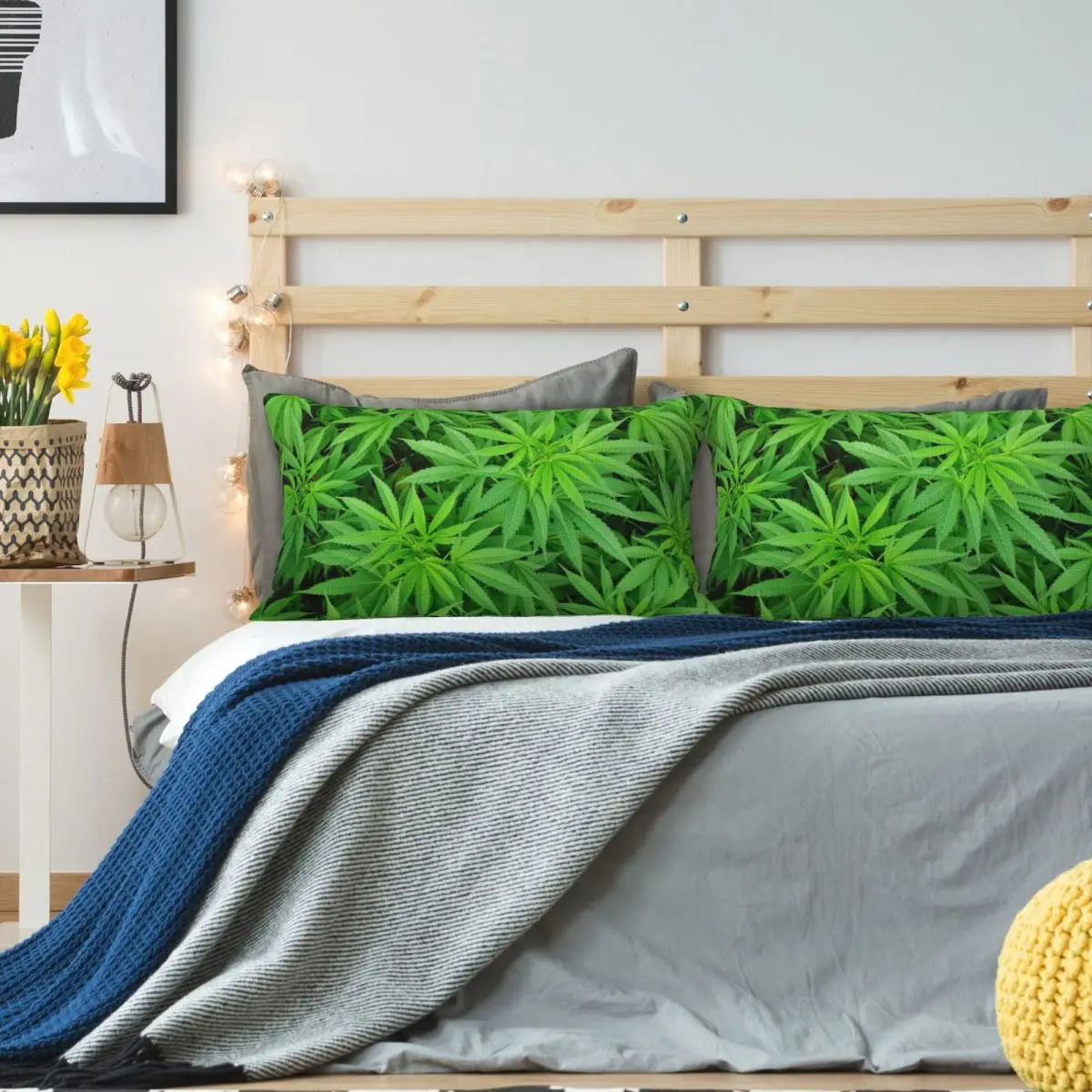 Marijuana Cannabis Weed Pot Plants Rectangle Linen Pillowcase Cushion Cover Polyester Decorative Bed Home Comfort Throw Pillow