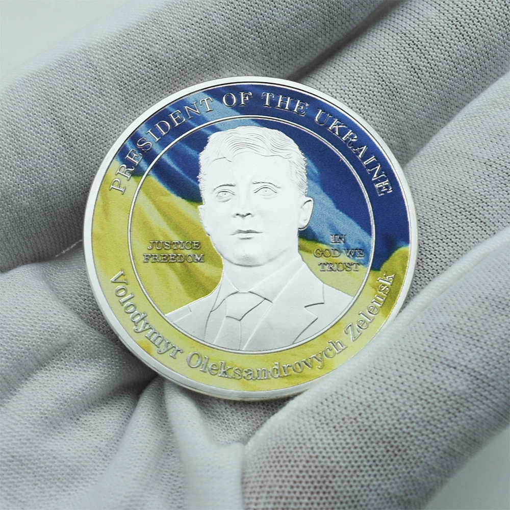 Ukrainian President Zelensky Coin Relief Three-dimensional Crafts Silver-plated Challenge Coin Commemorative Collection Gift