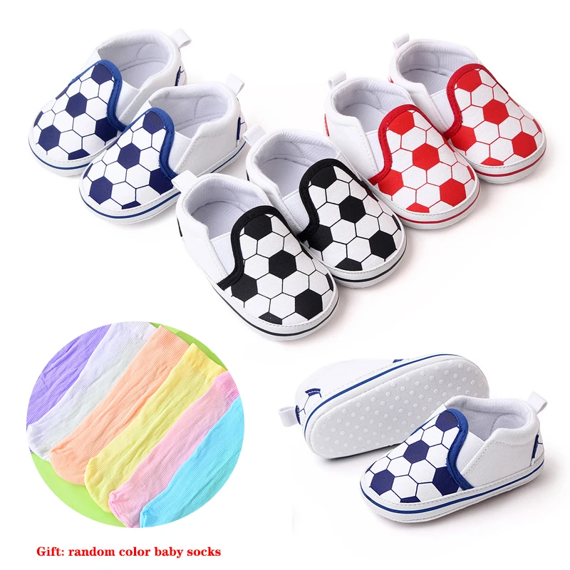 

New Baby Shoes Cotton Soft Fabric 0-12 Months Baby Walking Shoes Soft Soles Football Baby Foot Shoes Gift 0-12 Months Baby Socks