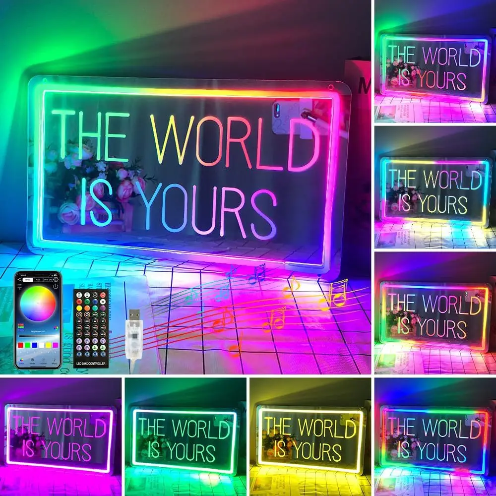 The world is yours Letters Neon Signs Graduation Atmosphere Light Pattern Fully Customizable Neon Lights