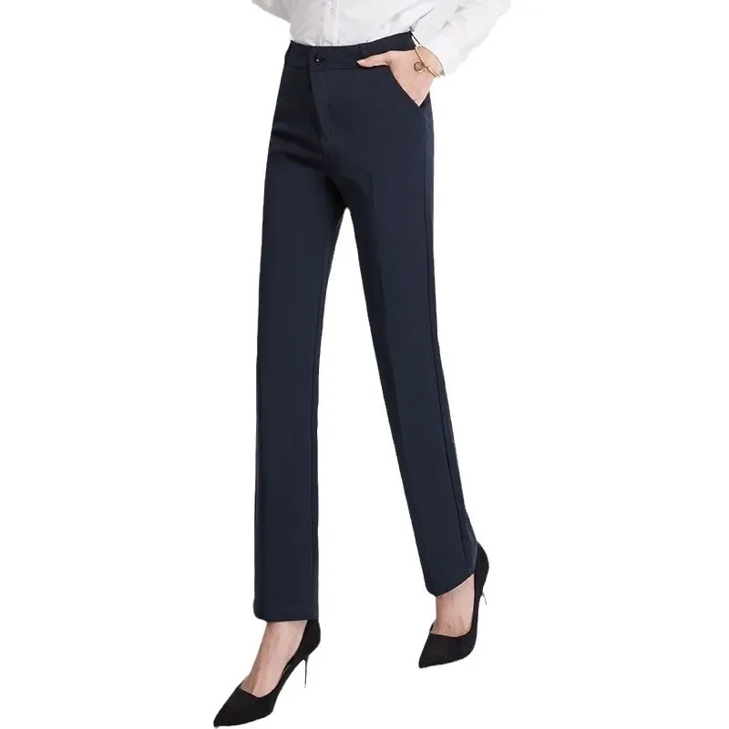 Women's Spring Autumn New High-waisted Straight-leg Slimming Trousers Professional Draped Casual Pants Long Pants Office Workers