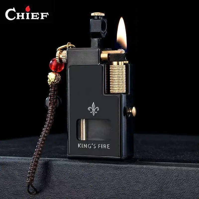 CHIEF Rare Fluid Lighter Vintage Sailor Lighter with Visible Fuel Tank Pocket Lighter for Smokers - EDC Accessories Briquet
