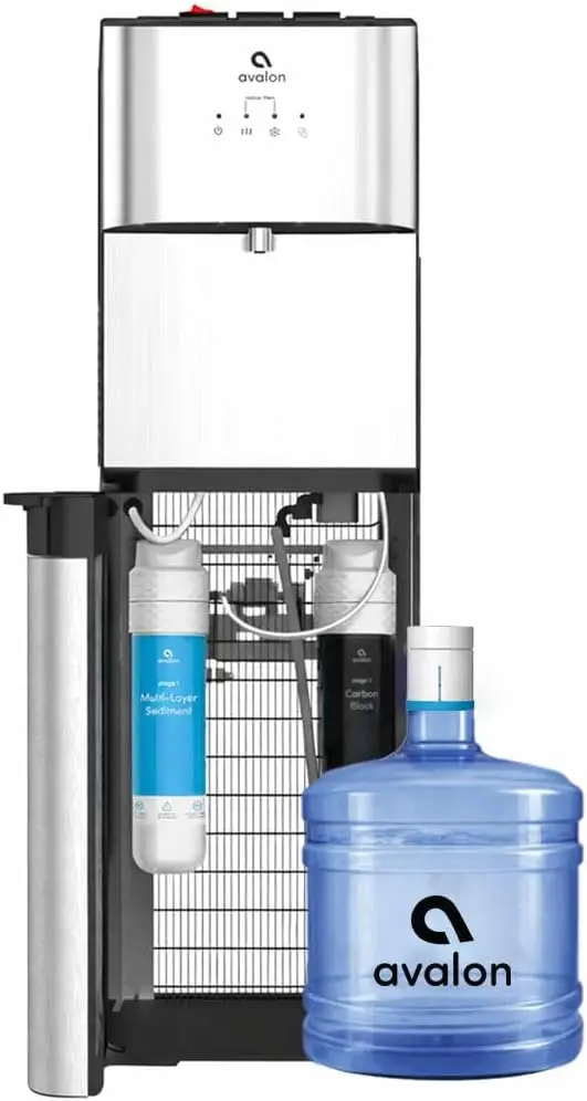 Bottom Loading Water Cooler Dispenser Filtration 3 Temperature Settings Hot Cold Room Water Durable Stainless Steel Construction
