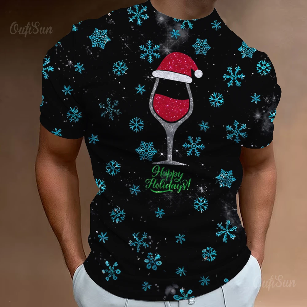 2023 Summer 3d Print Christmas Festival Theme Men\'S T Shirts Clothing T-Shirts  Short Sleeves Oversized Fashion Handsome Shirts