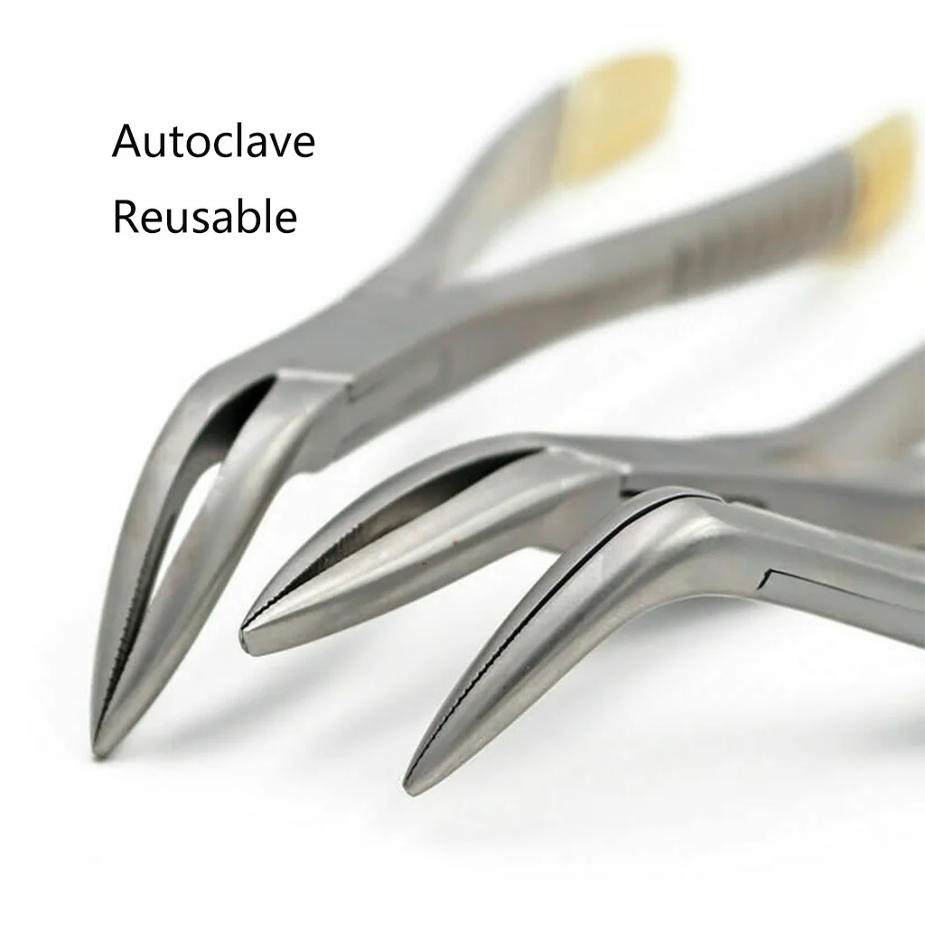 Dental Residual Root Tweezers Tooth Extraction Forceps Curved Maxillary Mandibular Teeth Universal Pliers