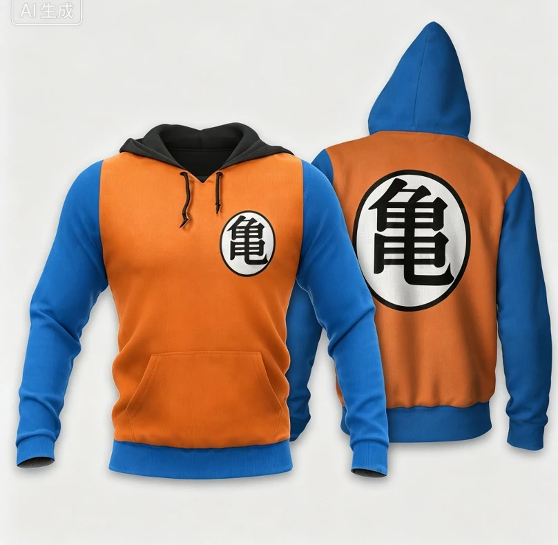 Bandai Brand Dragon Ball Top-level Men's Jacket with Hood and Pullover - Goku and Beegita's Super Saiyan Outfits