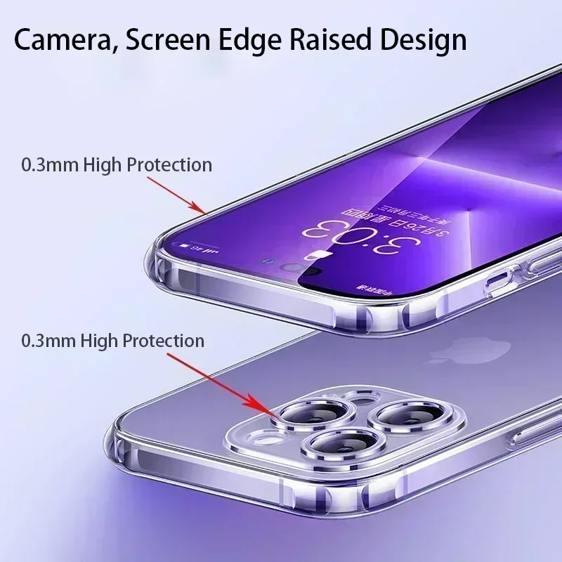 Роскошный прозрачный чехол для телефона iPhone 15 14 13 12 11 Pro Max, мягкий силиконовый чехол для iPhone XS Max XR X 7 8 6 Plus, прозрачная задняя крышка