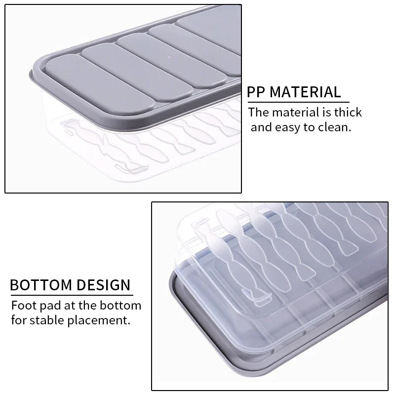 Boîte transparente scellée à une couche avec couvercle carré en plastique, congélateur, boulette, récipient de stockage des aliments, empilable,