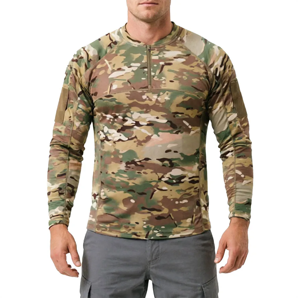 men-tactical-long-sleeve-t‑shirt-1-4-zip-military-combat-shirt-raglan-sleeve-outdoor-training-camouflage-solid-color-top
