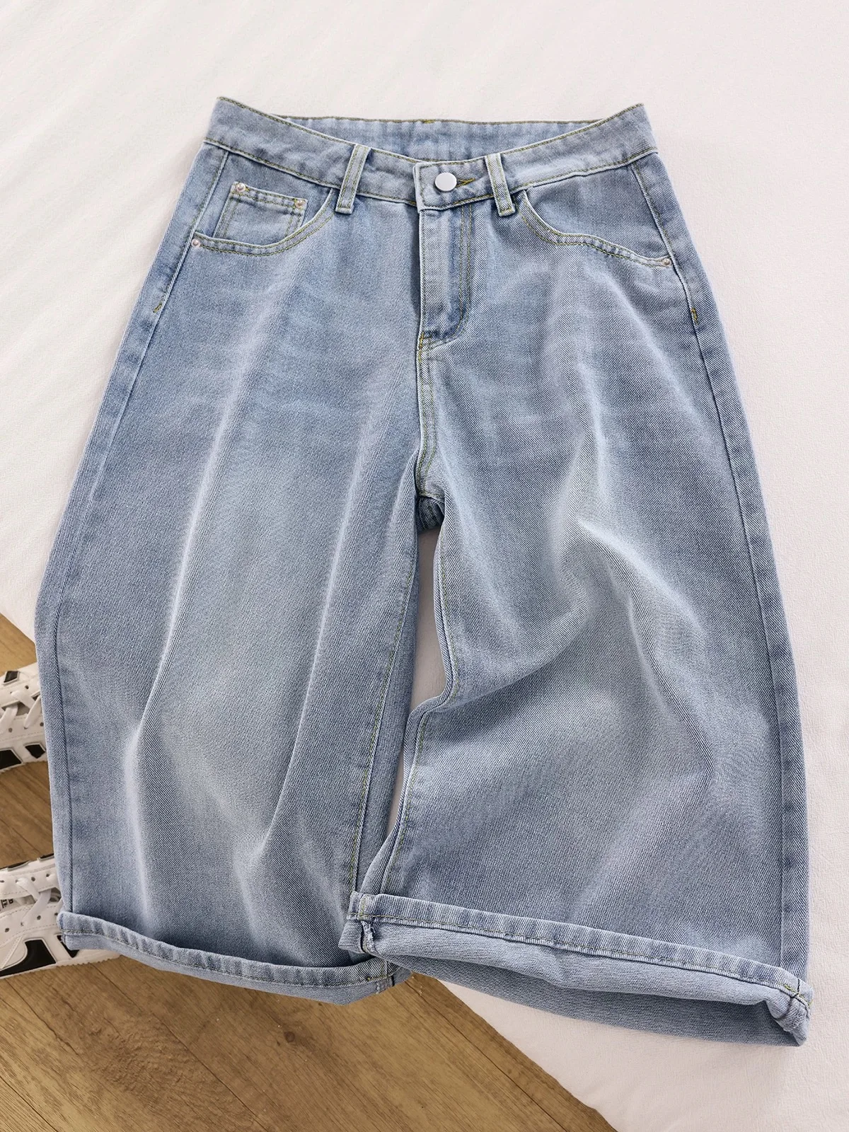 

Retro Waed Seven-Five Men's Jeans Casual Loose Straight American Sle Summer New Brand High Waist Zipper Fly Denim Pants